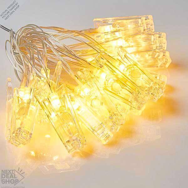 Cordão de Luzes Led com Pregadores para Fotografias